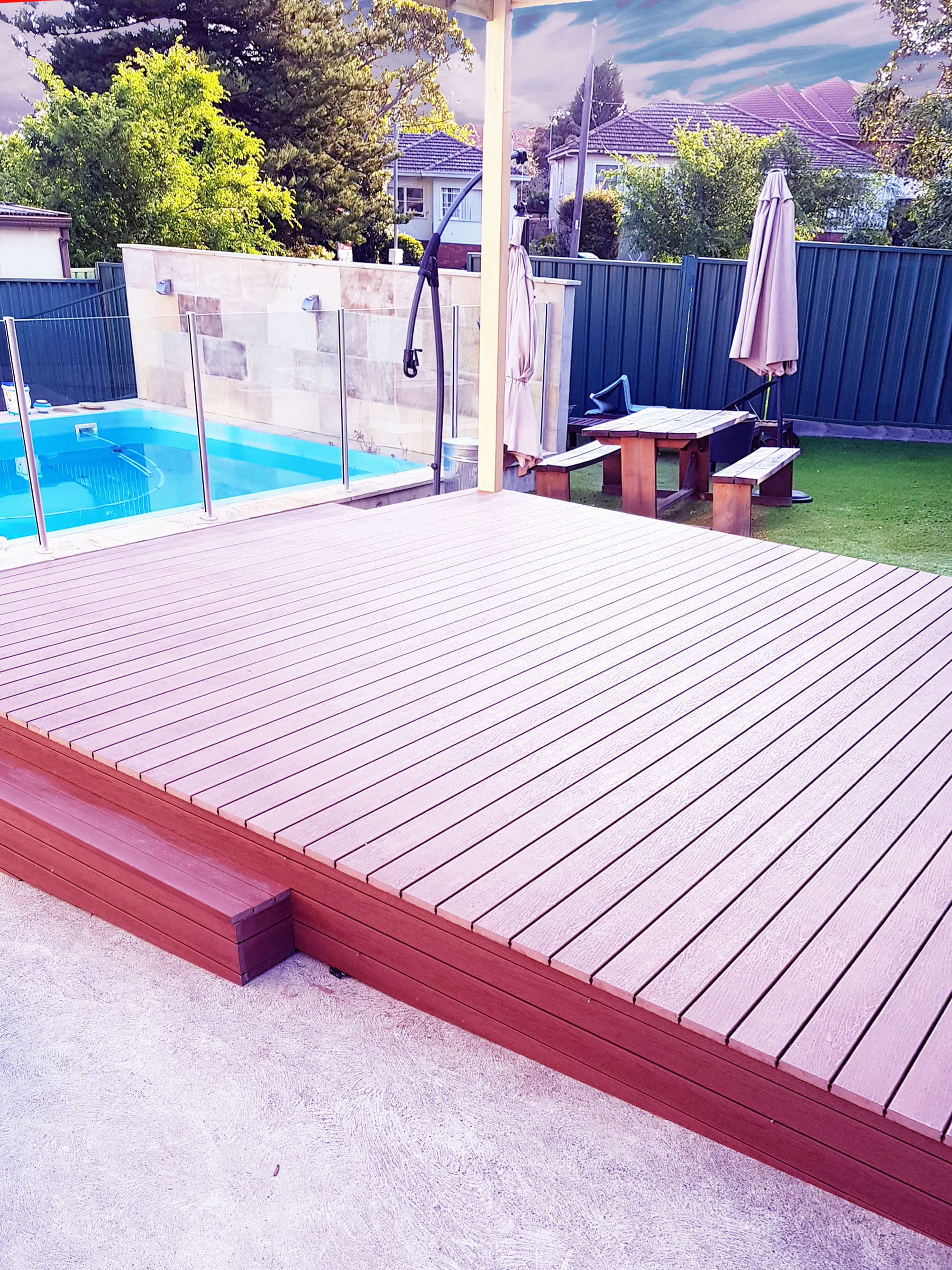 Poolside deck